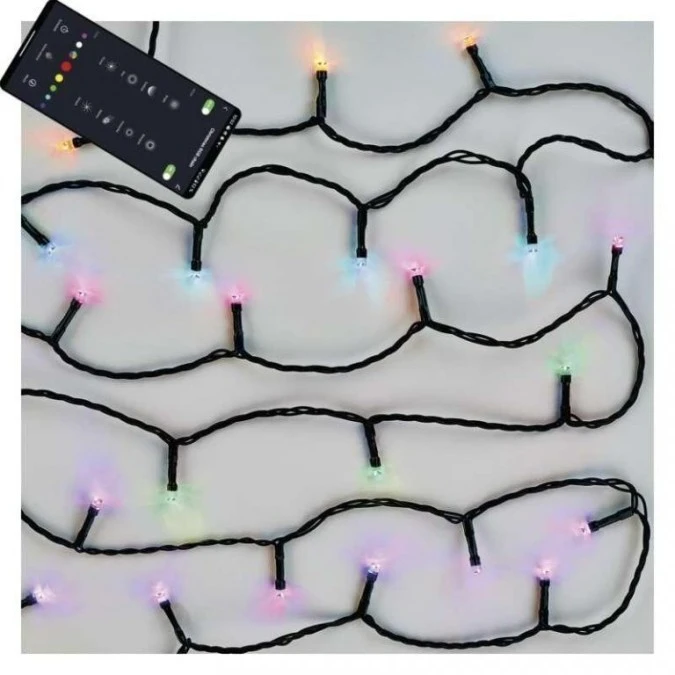 Lampki choinkowe GoSmart 120LED 12m, RGB, czarny przewód, 64 programów, IP44, Wi‑Fi D4ZR02 - obrazek 1