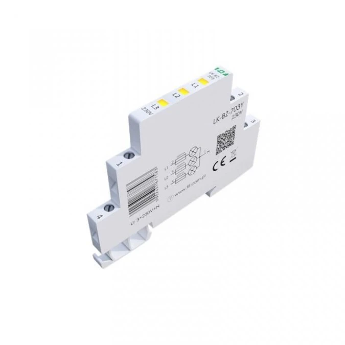 Lampka modułowa 3‑fazowa z zabezpieczeniem żółta 1/3S LED 230V LK‑BZ‑703Y - obrazek 3