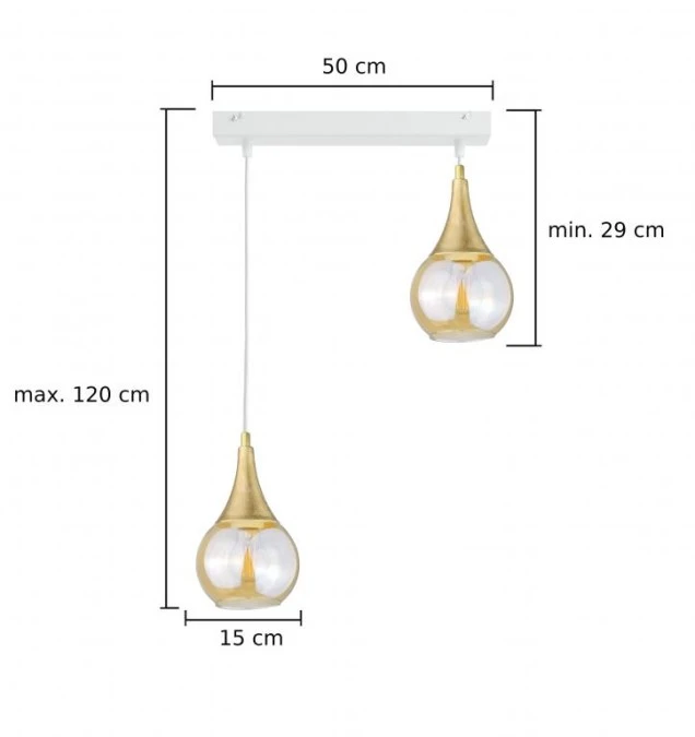 Lampa wisząca nowoczesna 2xE27 LACRIMA WHITE - obrazek 3