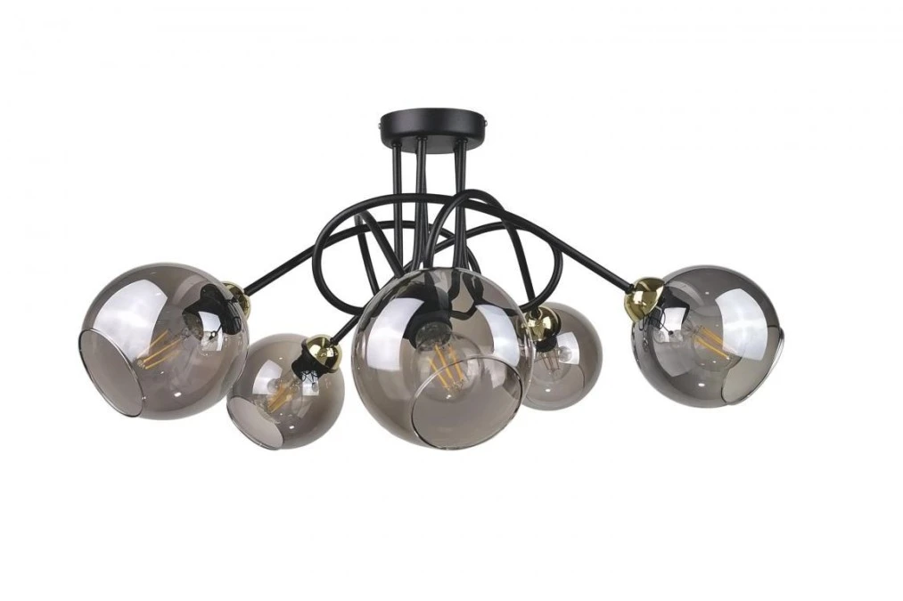 Lampa sufitowa nowoczesna 5xE27 RING BLACK/GOLD - obrazek 1
