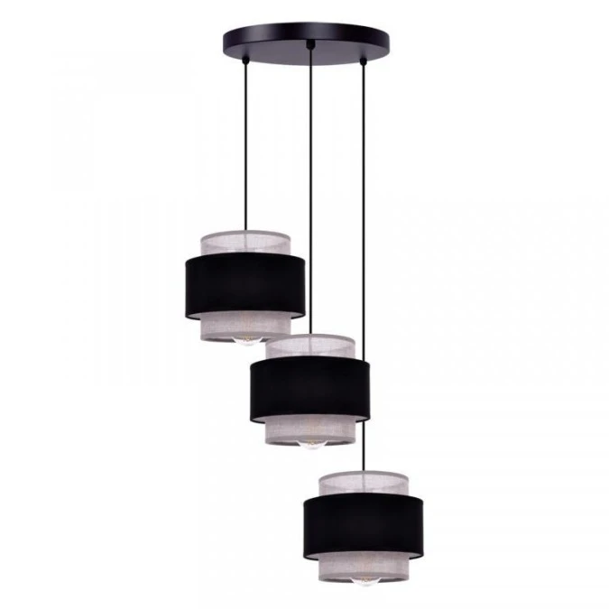 Lampa sufitowa ETELA, trzy czarno‑szare klosze, gwint E27 do jadalni K‑5172 Kaja Lighting - obrazek 1