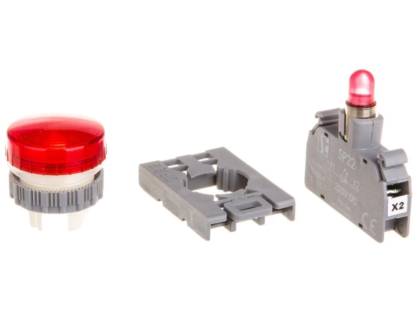 Lampka sygnalizacyjna 22mm czerwona 220V DC SP22‑LC‑220‑LED‑DC - obrazek 2