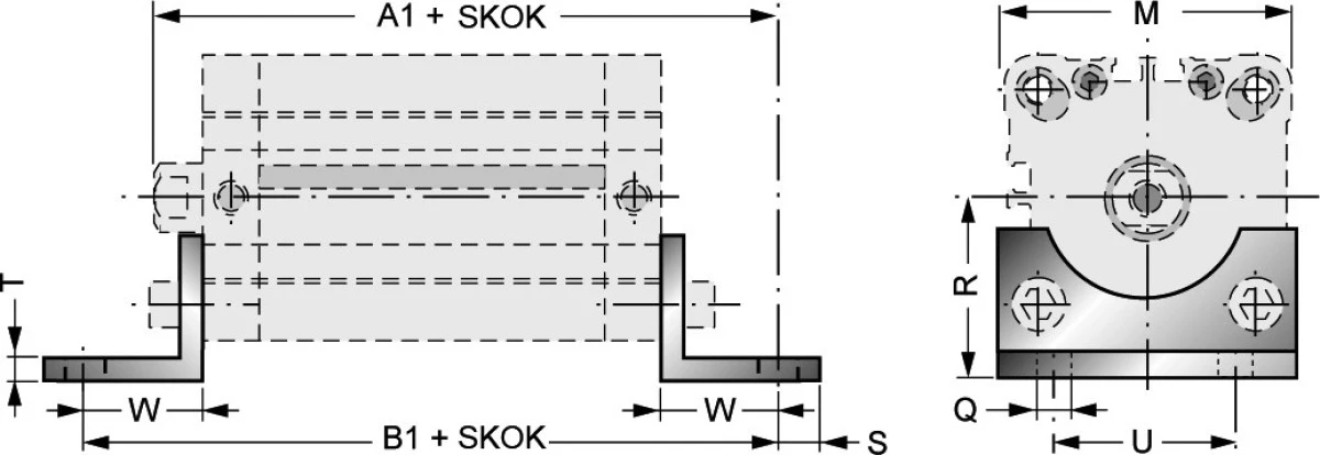 Łapa mocująca do siłownika pneumatycznego D100, ISO15552/6431, ISO21287, ze śrubami montażowymi - obrazek 2