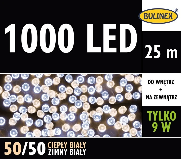Lampki choinkowe zewnętrzny 1000l lampki led 25m dekoracji + 3m przewodu zasilającego mix ciepły/zimny 13‑985 - obrazek 1