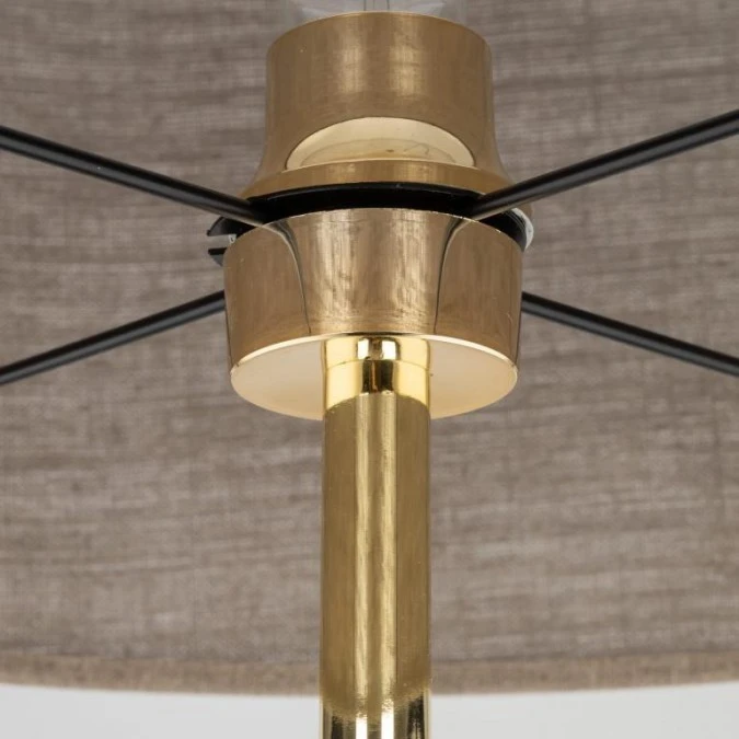 Lampa podłogowa na złotej nóżce i czarnej podstawie UMBERTO E27 lniany klosz 16035 TK Lighting - obrazek 3