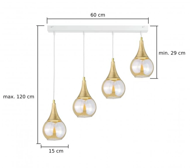 Lampa wisząca 4xE27 LACRIMA WHITE - obrazek 3