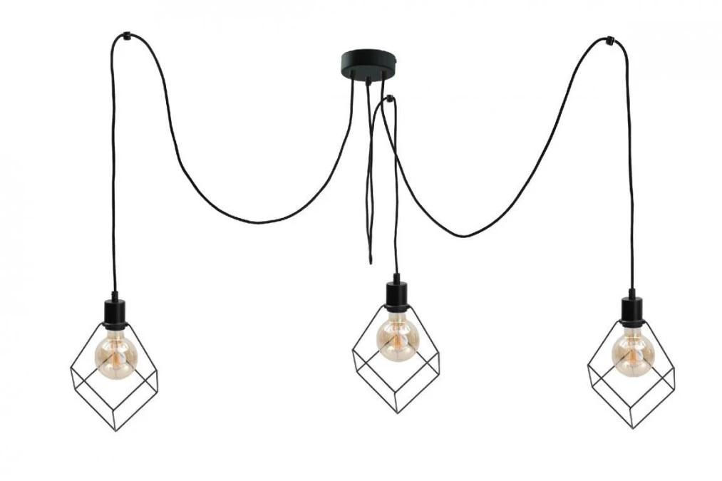 Lampa wisząca loftowa 3 xE27 RUBEN BLACK - obrazek 1