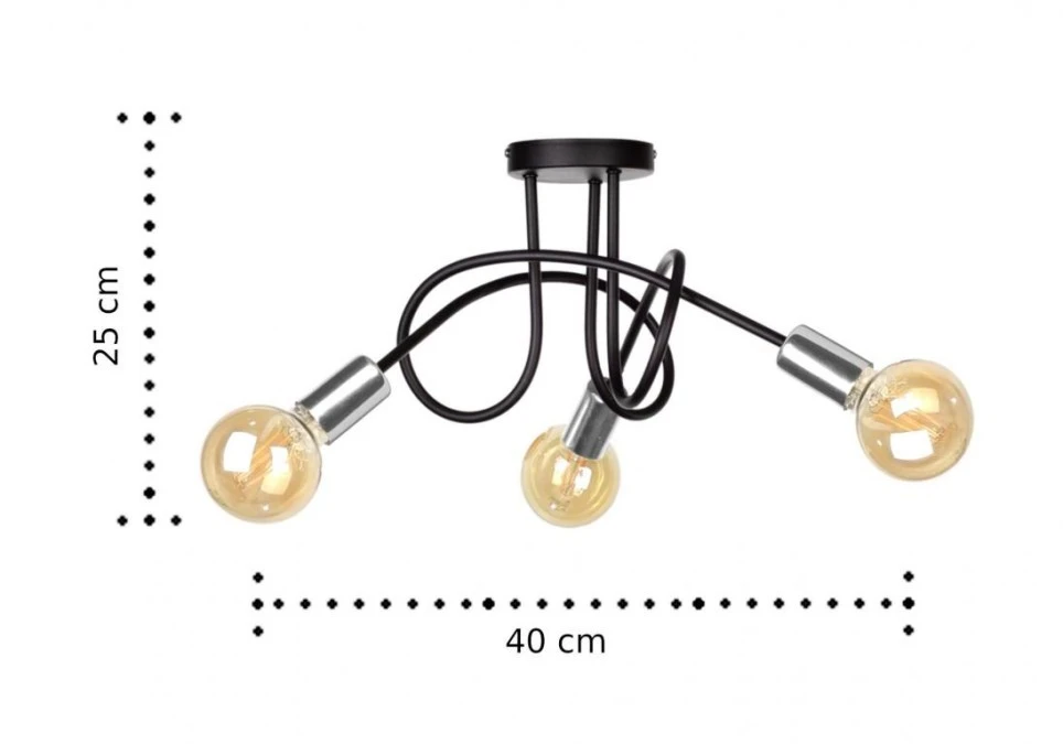Lampa sufitowa nowoczesna 3xE27 RUMBA BLACK/SILVER - obrazek 2