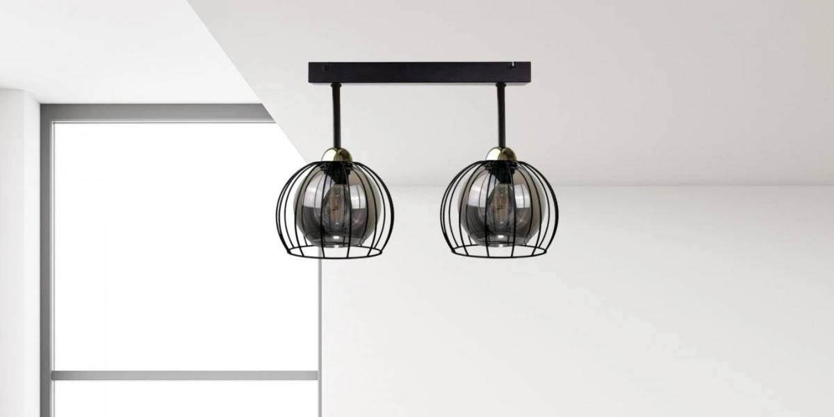 Lampa sufitowa nowoczesna loftowa 2xE27 SOLO BLACK/GOLD - obrazek 2
