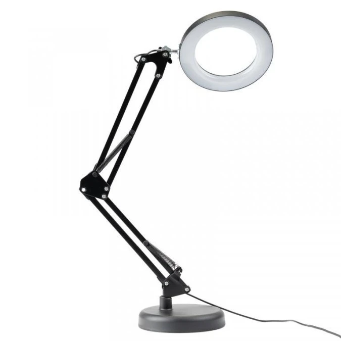 Lampka Biurkowa LED 8W CCT Kreślarska Stołowa 3x Szkło Powiększające Lupa LUCA 2 Czarna LUMILED - obrazek 3