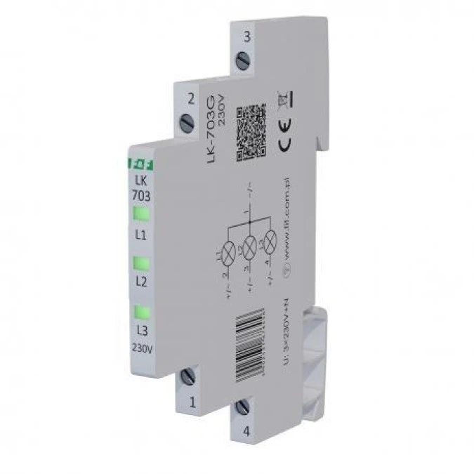 Lampka modułowa 3‑fazowa zielona LED Slim 1/2 modułu 230V LK‑703G - obrazek 1