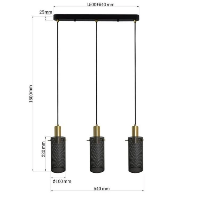 Lampa wisząca Tirana 3xE27 linia czarna LP‑945/3L BK Light Prestige - obrazek 2