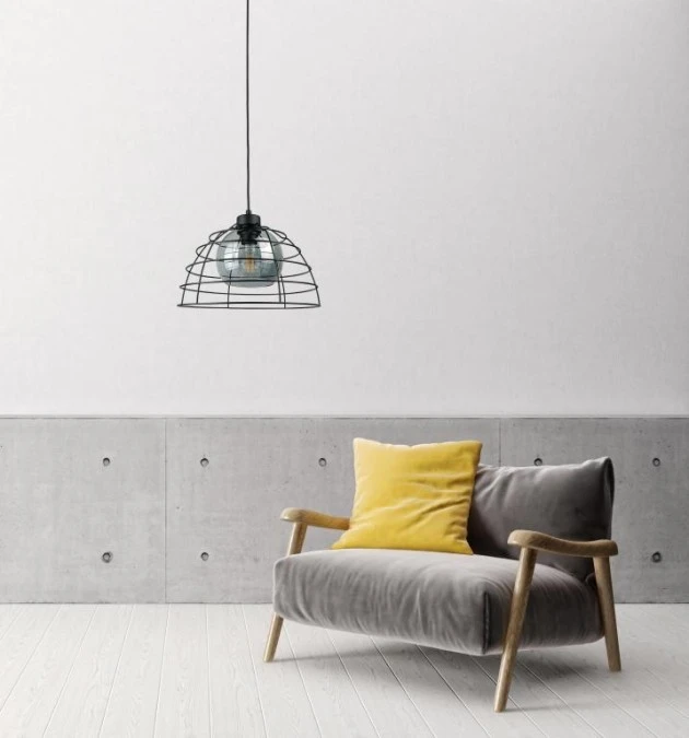 Lampa wisząca loftowa nowoczesna1xE27 IDAGO NEW BLACK - obrazek 2
