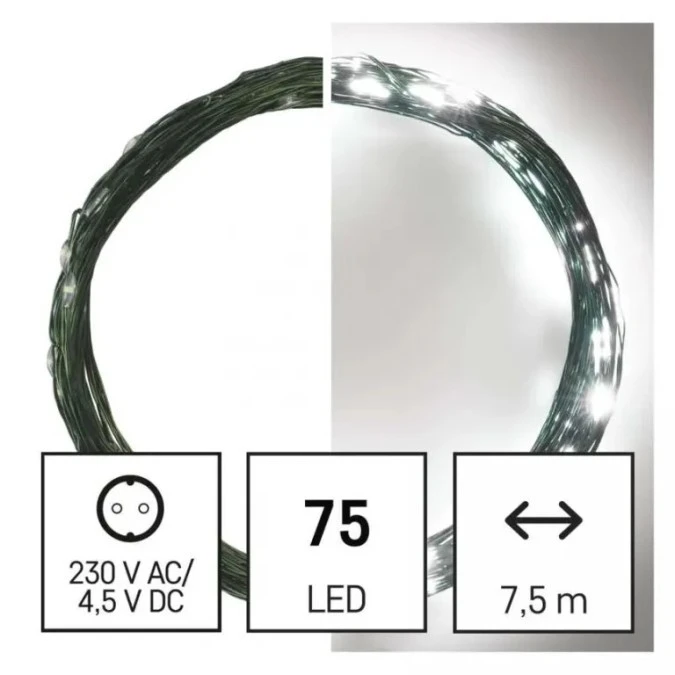 Lampki choinkowe XMAS nano TIMER 2,4W 75LED 7,5m IP44 zimny biały D3AC04 - obrazek 2