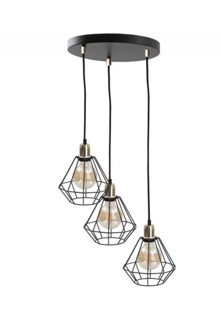 Lampa wisząca loftowa 3x E27 FOSKAL GOLD - obrazek 1