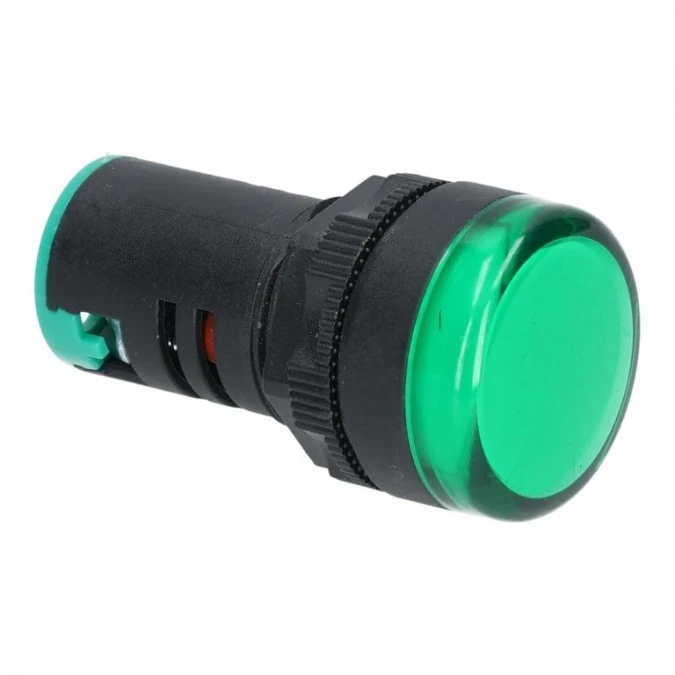 Lampka kontrolna sterownicza zielona LED fi:22 12V - obrazek 3