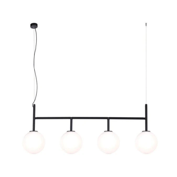 Lampa wisząca FARO czarna z białymi szklanymi kloszami Ø14 cm nad stół K‑4883 Kaja Lighting - obrazek 1