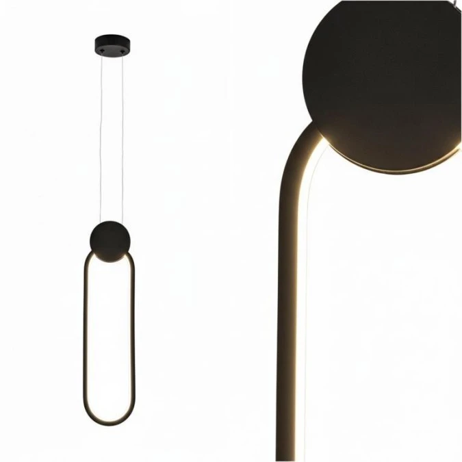 Lampa wisząca LED,lampa sufitowa 12W, 700lm, 4000K, IP20, czarna, ALWAYS HOROZ - obrazek 1