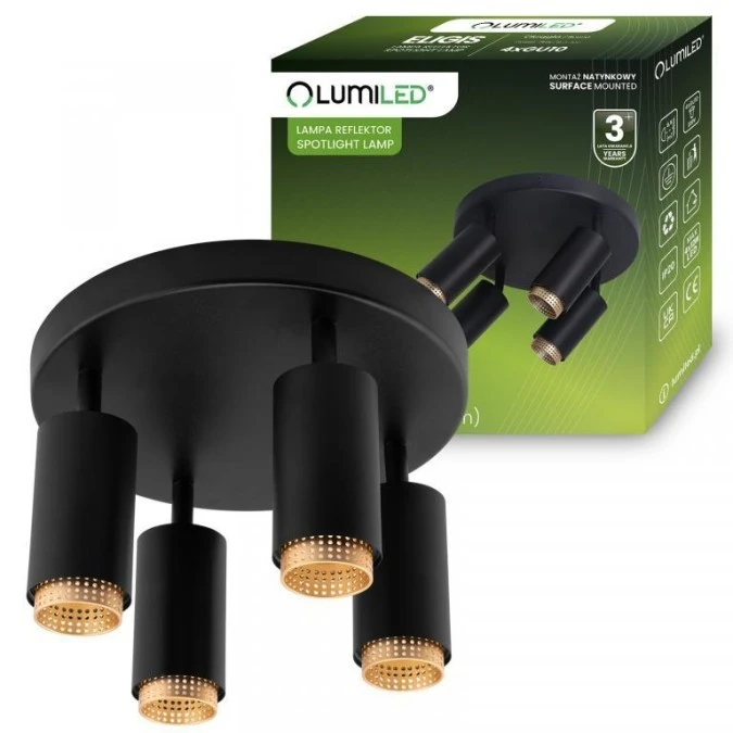Lampa Sufitowa Reflektor 4x GU10 Plafon ELIGIS Czarny LUMILED - obrazek 2