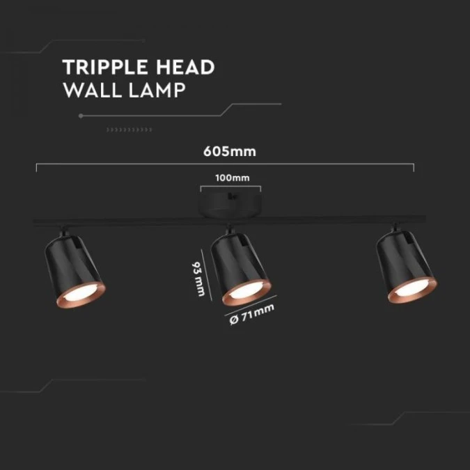 Lampa Ścienna LED 15W 1620lm 4000K IP20 Czarny 218261 - obrazek 2