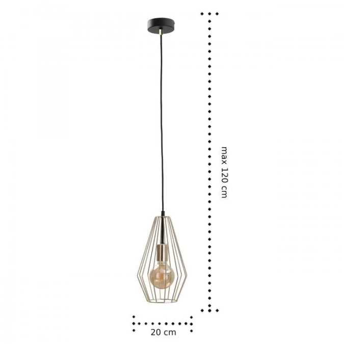 Lampa wisząca loftowa 1xE27 GEO GOLD - obrazek 2