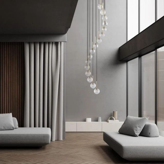 Lampa wisząca AURORA czarno‑złota z 16 szklanymi transparentnymi kloszami 10182 TK Lighting - obrazek 2