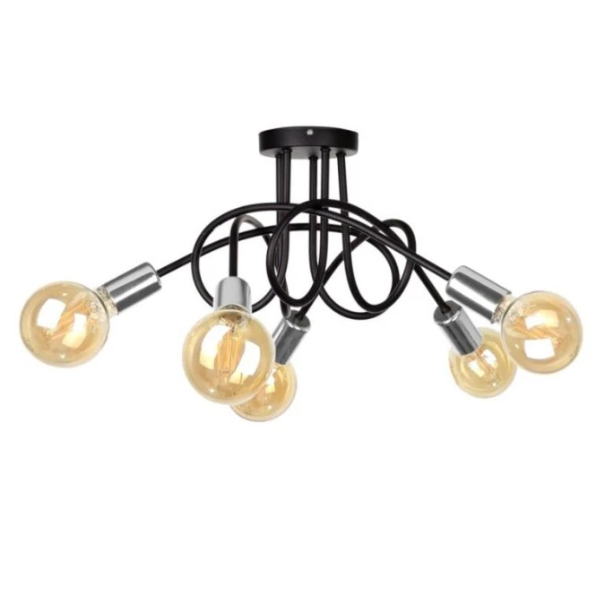Lampa sufitowa nowoczesna 5xE27 RUMBA BLACK/SILVER - obrazek 1