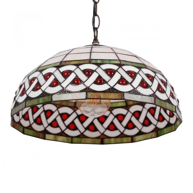 Lampa wisząca TIFANY z łańcuszkiem, wielokolorowy perłowy szklany klosz na E27 K‑P162208 Kaja Lighting - obrazek 1