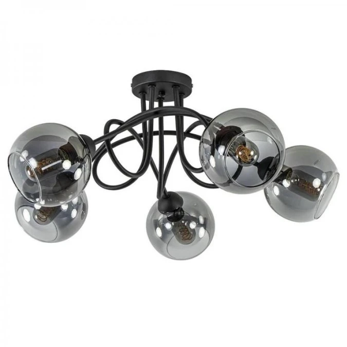 Lampa sufitowa czarna nowoczesna 5 punktowa RING E27 max.60W - obrazek 3
