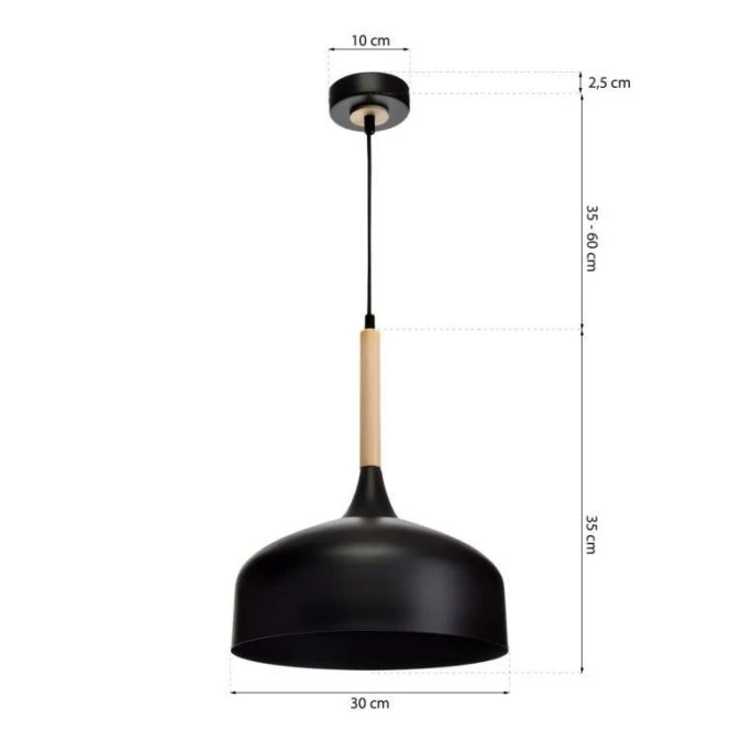 Lampa wisząca TAYLOR BLACK 1xE27 60W MLP6218 Milagro - obrazek 1
