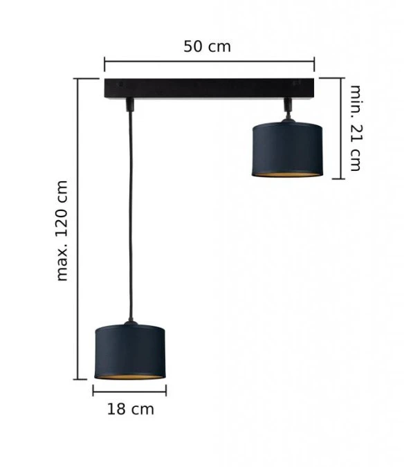 Lampa wisząca nowoczesna abażur 2xE27 FLOW BLACK - obrazek 3