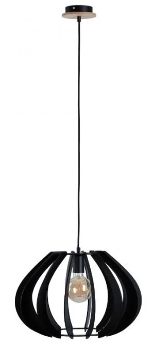 Lampa wisząca nowoczesna drewno 1xE27 NORA BLACK - obrazek 1