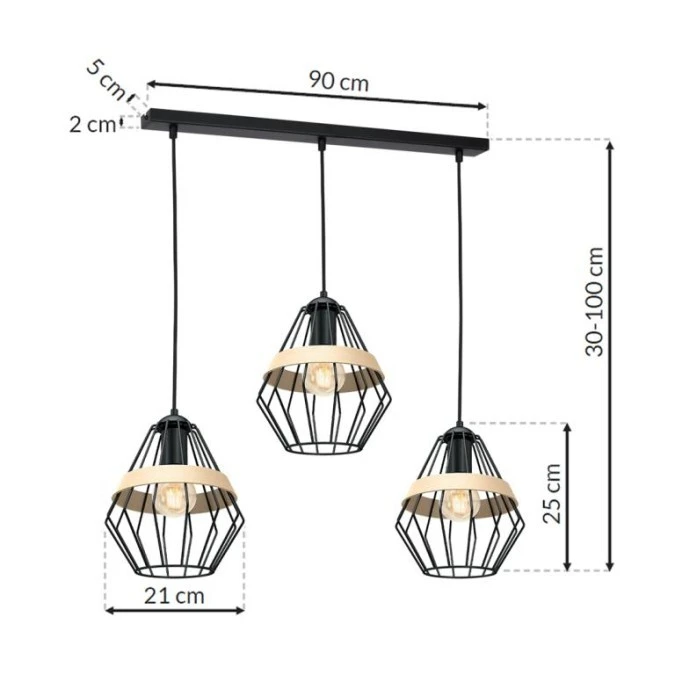 Lampa wisząca CLIFF BLACK 3xE27 MLP5525 Milagro - obrazek 1