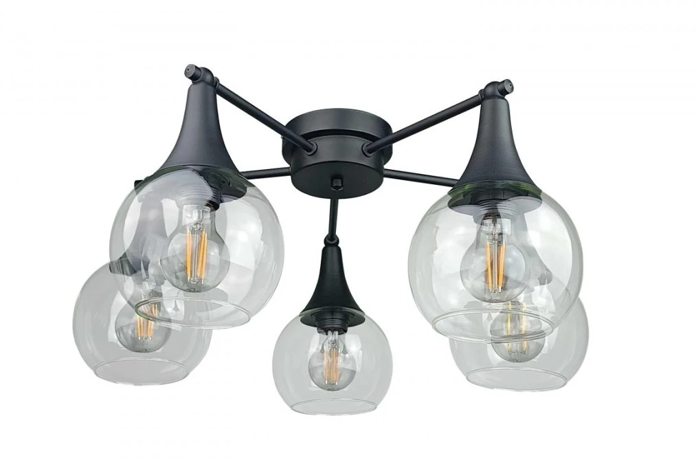 Lampa sufitowa nowoczesna 5xE27 STAR CLEAR BLACK - obrazek 1
