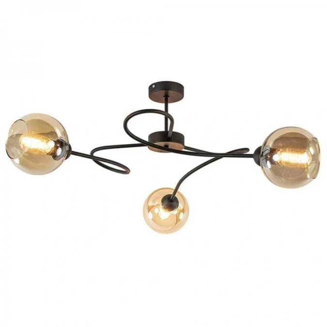 Lampa sufitowa nowoczesna 3xE27 VESPER BLACK/HONEY - obrazek 1