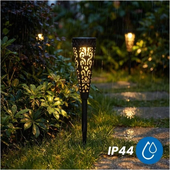 Lampa Solarna LUMILED Ogrodowa LED 2700K IP44 Wbijana Zewnętrzna Słupek Lampka Czarna THALIA - obrazek 3
