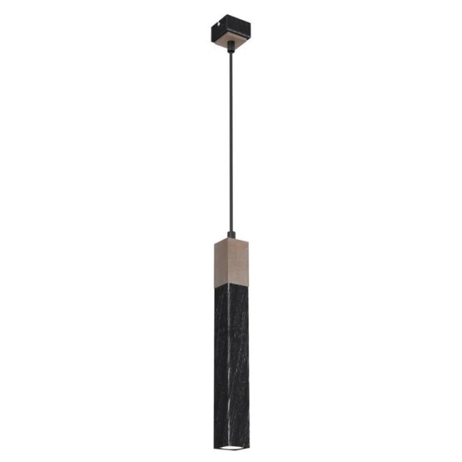 Lampa wisząca SOLO SAWN BLACK / PATINATED WOOD 1x mini GU10 MLP7469 Milagro - obrazek 3