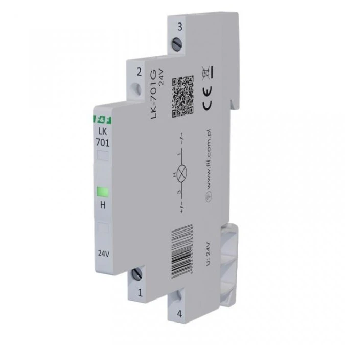 Lampka modułowa 1‑fazowa zielona 12‑48V AC/ 12‑60V DC 1/2 modułu LK‑701G‑24 - obrazek 2