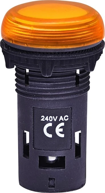 Lampka sygnalizacyjna zintegrowana LED, soczewka płaska karbowana, 240 V AC, Pomarańczowa ECLI‑240A‑A 004771234 - obrazek 1