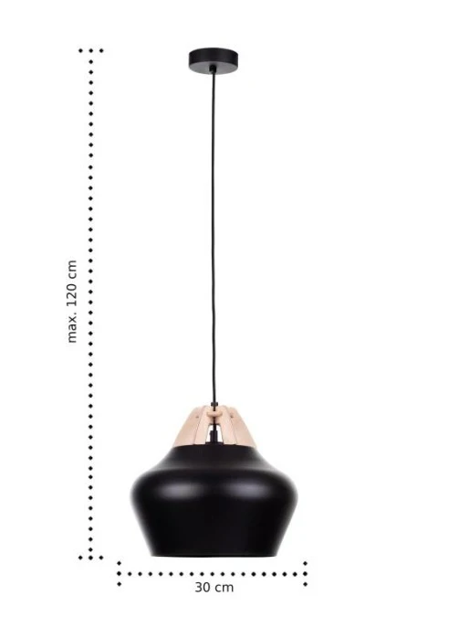 Lampa wisząca nowoczesna 1xE27 NEGRO WOOD NATURAL/BLACK - obrazek 3