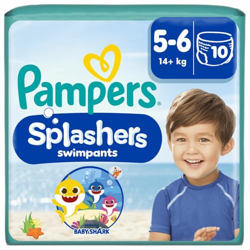 PAMPERS PIELUCHOMAJTKI SPLASHERS 5 6 14+KG 10 SZT. - obrazek 1