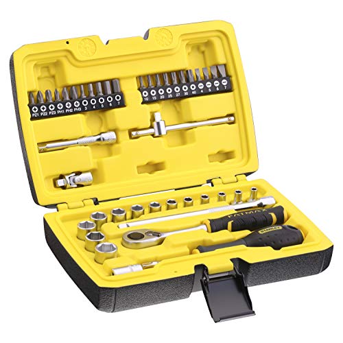 STANLEY FATMAX Zestaw 42 sztuk 13 nasadek 1/4 ” + 120 zębów Grzechotka Bardziej wytrzymała Kompaktowe pudełko z metalowymi mocowaniami FMMT82683 1
