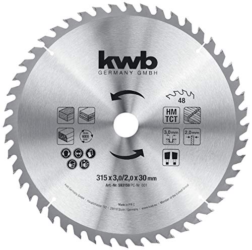 kwb Brzeszczot do piły tarczowej budowlanej 315 x 30 uniwersalne zastosowanie średnich cięć ząb zmienny zęby Z 48 Made in Germany