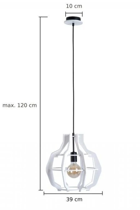 Lampa wisząca nowoczesna drewno 1xE27 BENTO WHITE - obrazek 3