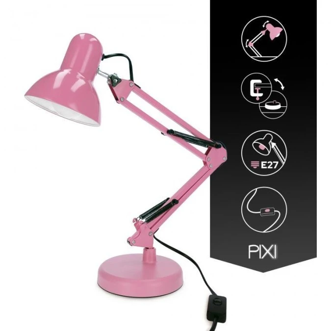 Lampka biurkowa różowa PIXI Pink E27 zestaw podstawa i klips EDO777366 EDO - obrazek 3