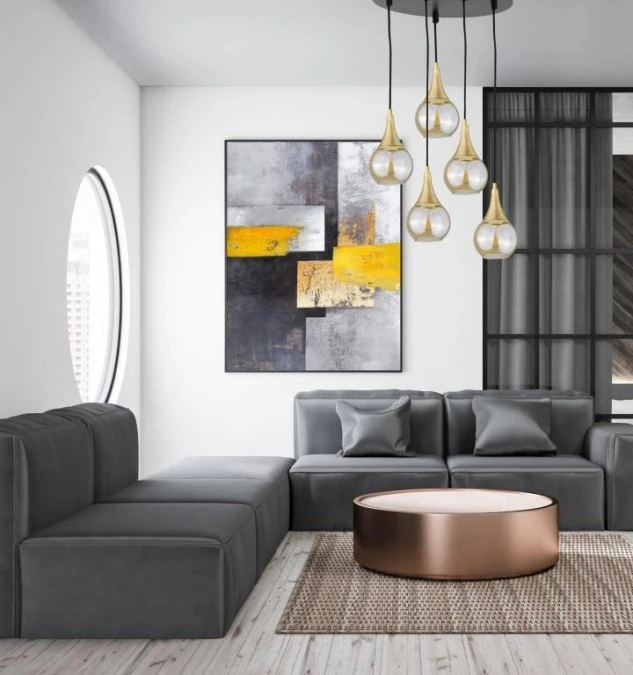 Lampa wisząca nowoczesna 5xE27 LACRIMA HONEY/GOLD - obrazek 2