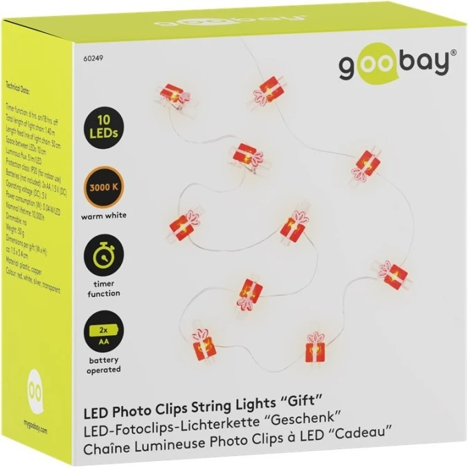 Łańcuch świetlny 10 LED z klipsami na zdjęcia Prezent 60249 - obrazek 2