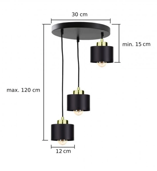 Lampa wisząca nowoczesna 3xE27 SIMPLY BLACK/GOLD - obrazek 2