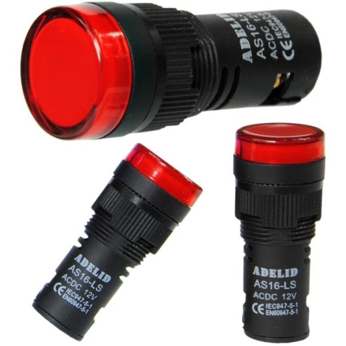 LAMPKA KONTROLKA STEROWNICZA LED 24V 16MM CZERWONA AS16‑LSR‑24 - obrazek 1