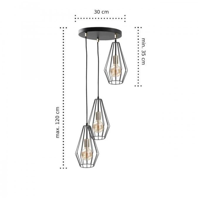 Lampa wisząca loftowa 3x E27 LEX GOLD - obrazek 2
